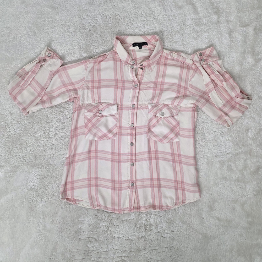 Sanctuary Pink and White Plaid Shirt